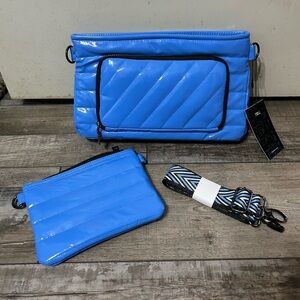 THINK ROYLN Silver Quilted Crossbody With wallet & Smaller pouch Inside NWT